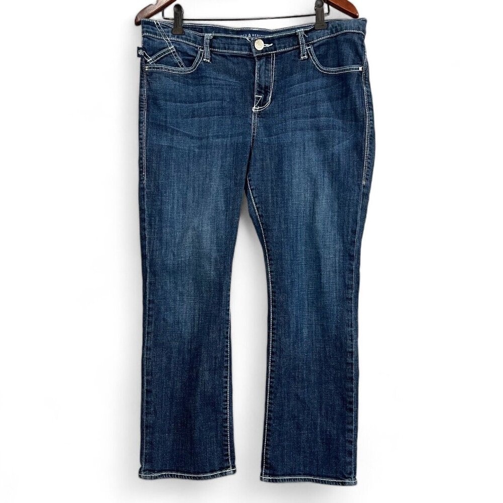 Rock & Republic Jeans Women 14 Blue Kendall Bootcut Mid Rise Medium Wash Cropped